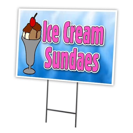 Signmission Ice Cream Sundaes Yard Sign & Stake outdoor plastic coroplast window, C-2436-DS-Ice Cream Sundaes C-2436-DS-Ice Cream Sundaes